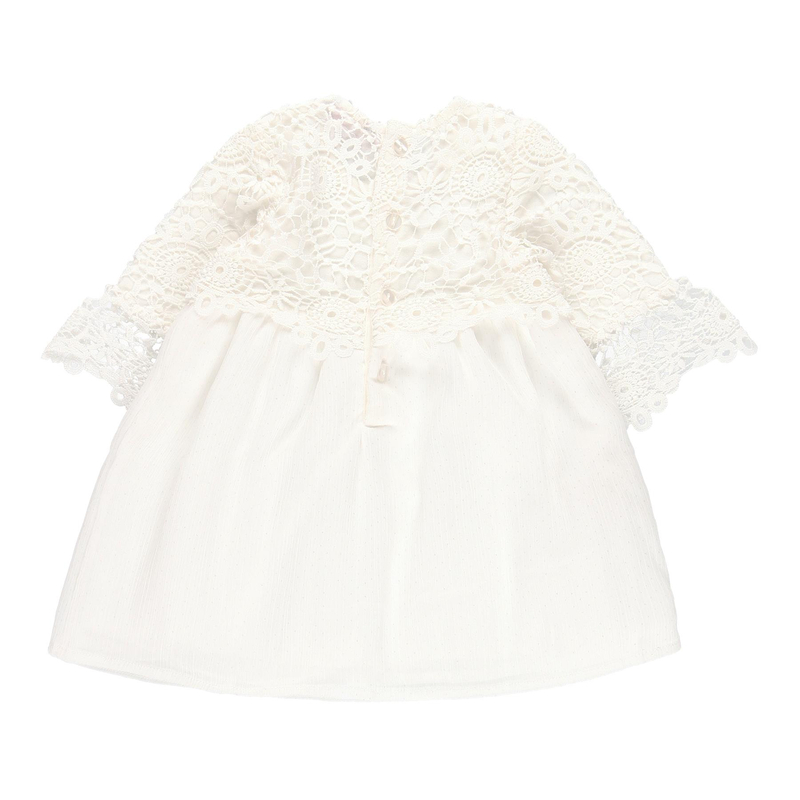 Sukienka z gipiurą dla dziewczynki kolor kremowy