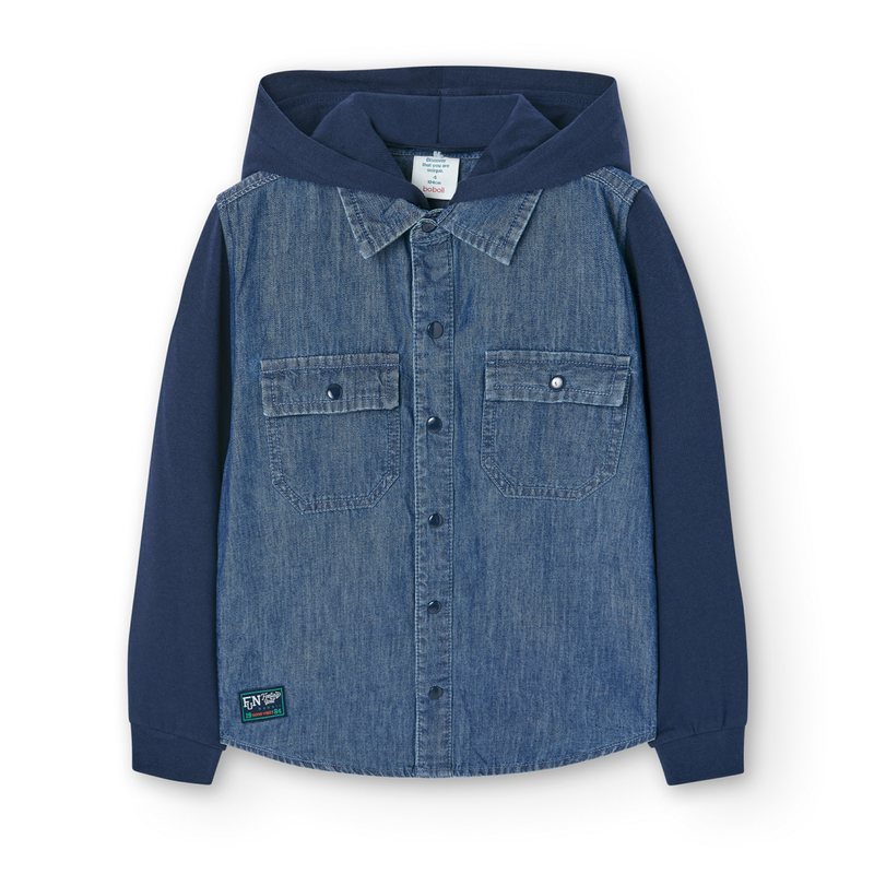 Koszula denim z długim rękawem dla chłopca kolor niebieski Boboli