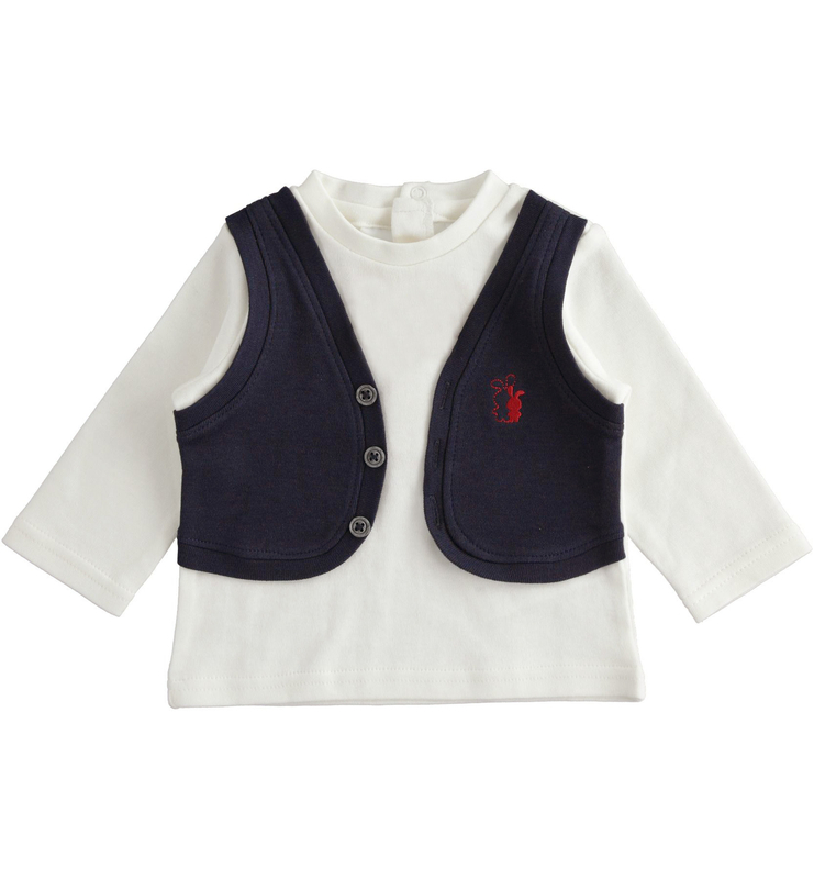 Bluzka niemowlęca z długim rękawem dla chłopca Śmietankowy iDO