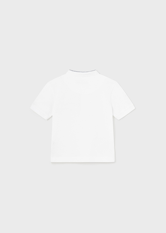 Koszulka polo z krótkim rękawem stójka dla chłopca Mayoral biała