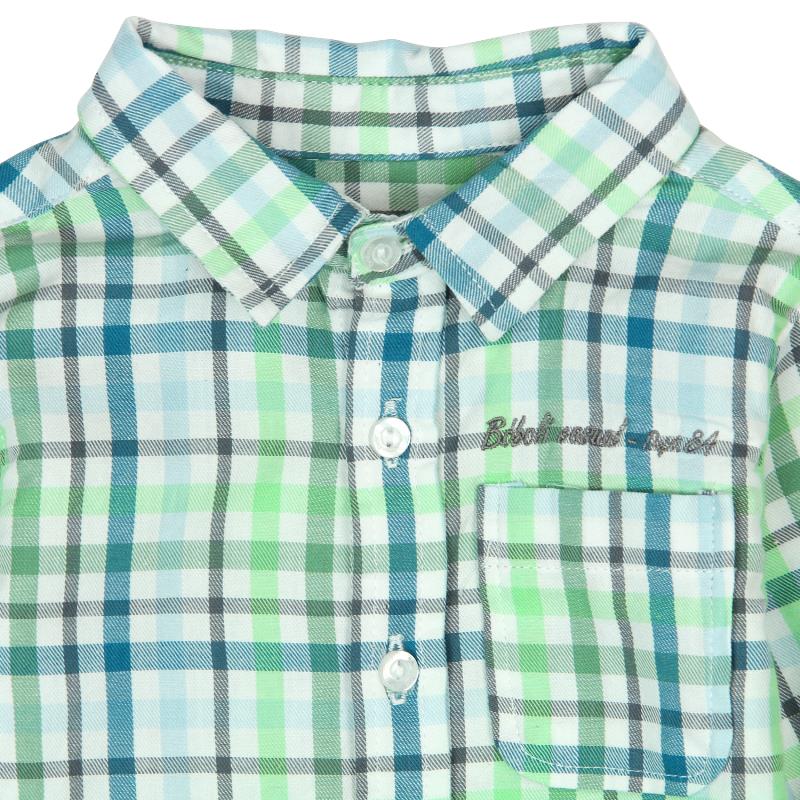 Koszula w kratę dla chłopca kolor zielony Boboli