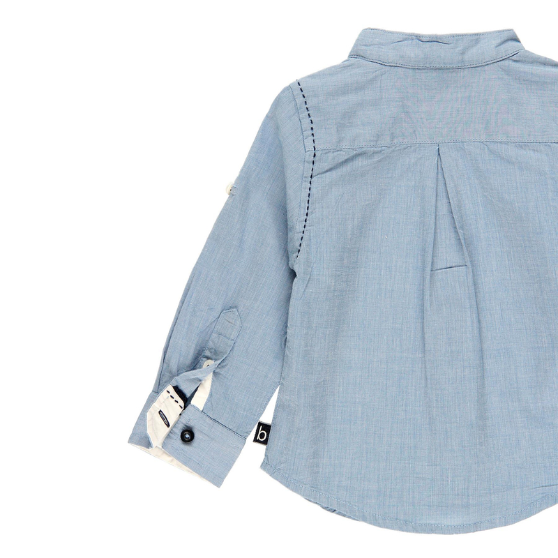 Koszula Boboli ze stójką z długim rękawem dla chłopca niebieska