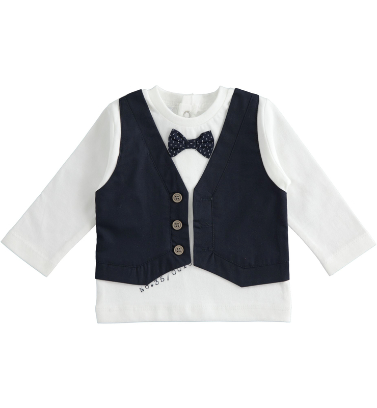 Bluzka niemowlęca z długim rękawem dla chłopca z muszką iDO