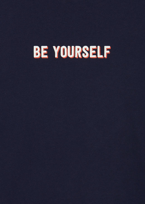 Koszulka z długim rękawem granatowa "be yourself" Mayoral