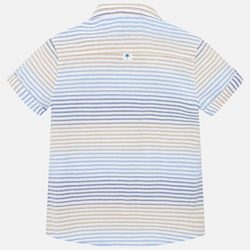 Koszula z krótkim rękawem dla chłopca w paski ze stójką Mayoral