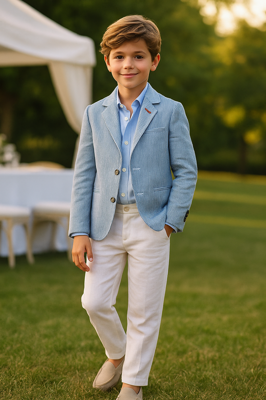 Marynarka kolor niebieski w paski iDO dla chłopca