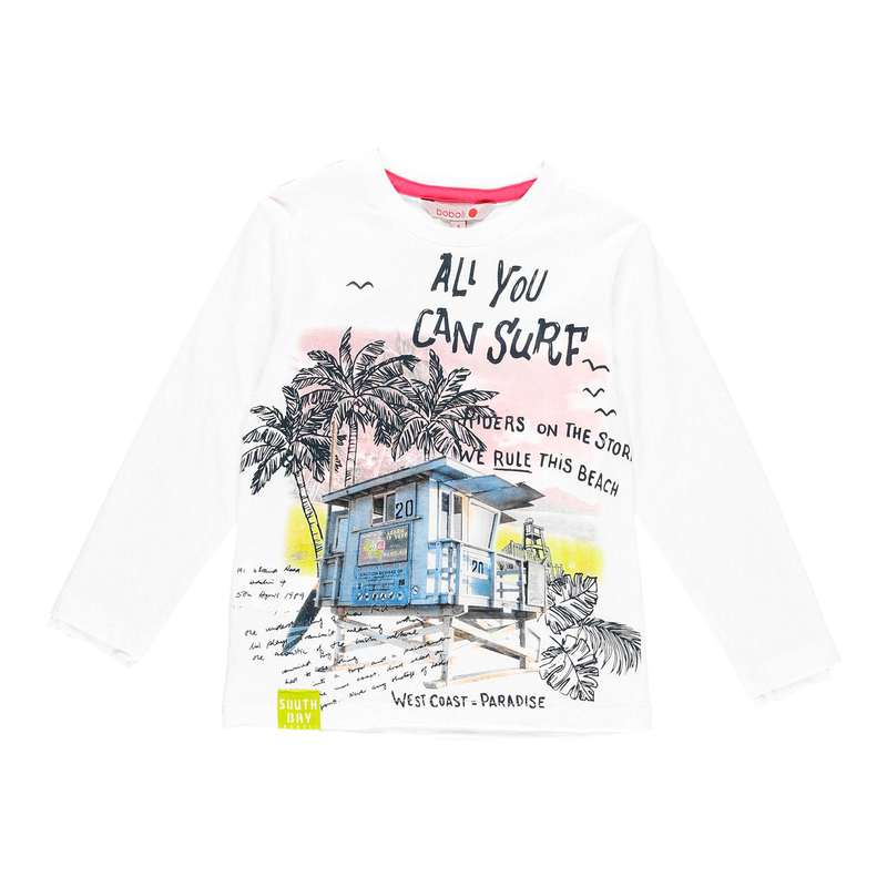 Bluzka z długim rękawem dla chłopca kolor biały Boboli