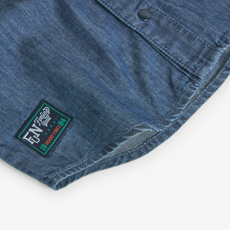 Koszula denim z długim rękawem dla chłopca kolor niebieski Boboli