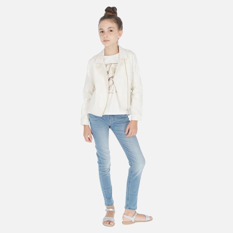 Spodnie długie jeansowe basic slim fit kolor niebieski Mayoral dla dziewczynki