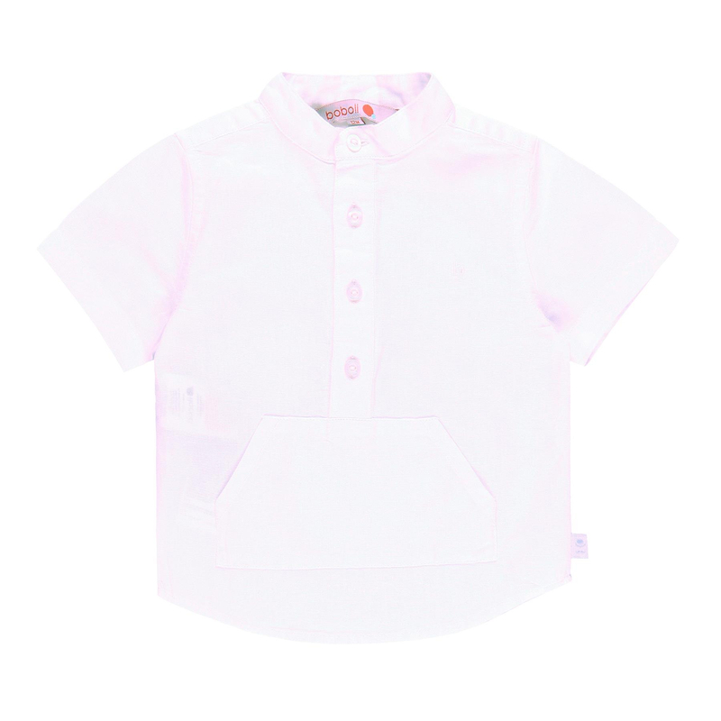 Koszula Boboli lniana z krótkim rękawem dla chłopca kolor biały