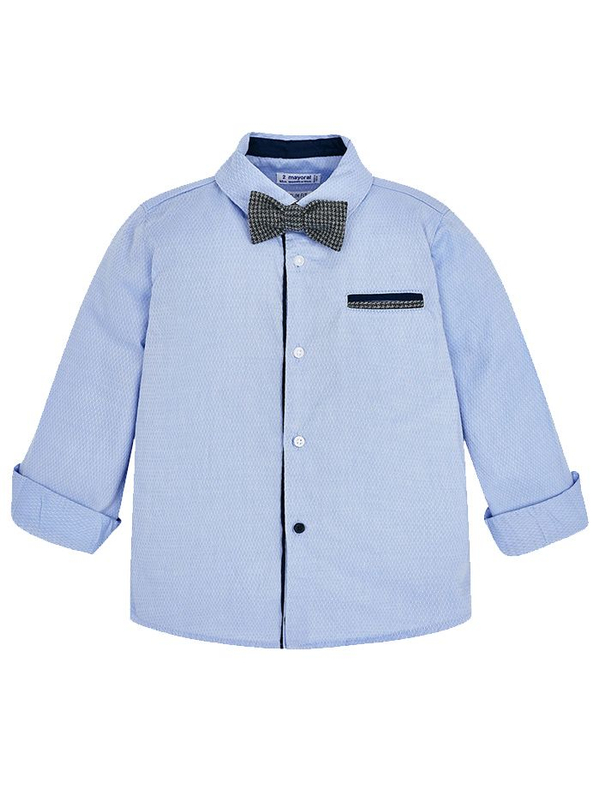 Koszula niebieska z muszką z długim rękawem Mayoral dla chłopca