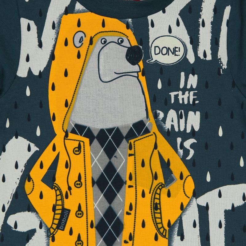 Bluzka z długim rękawem dla chłopca kolor granatowy Boboli - świeci w ciemności