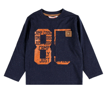 Bluzka z długim rękawem dla chłopca kolor granatowy nakrapiany Boboli