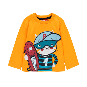 Bluzka z długim rękawem Boboli z klapką dla chłopca kolor żółty