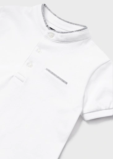 Koszulka polo z krótkim rękawem stójka dla chłopca Mayoral biała