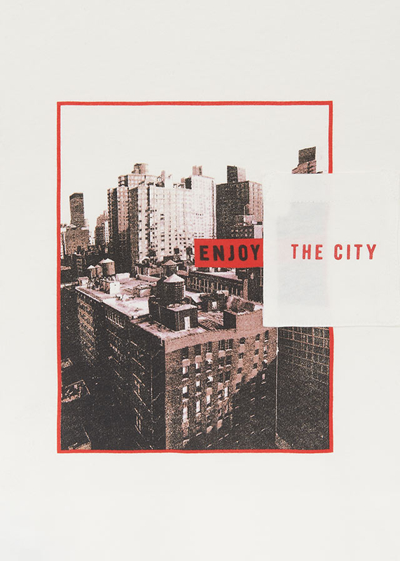 Koszulka z długim rękawem kremowa dla chłopca Mayoral "enjoy the city"