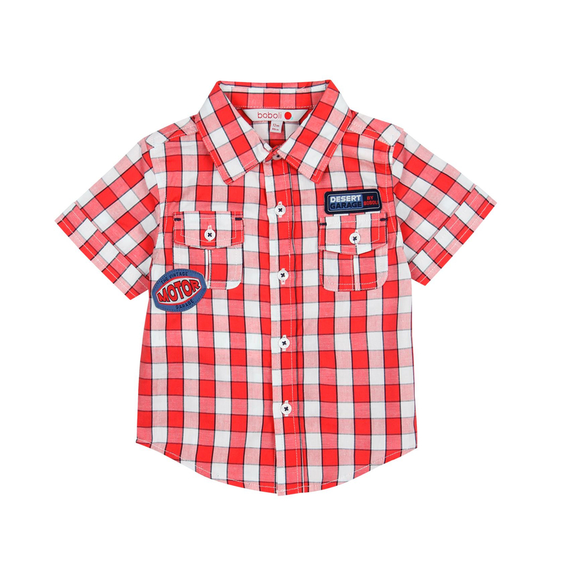 Koszula z krótkim rękawem w kratę dla chłopca Boboli
