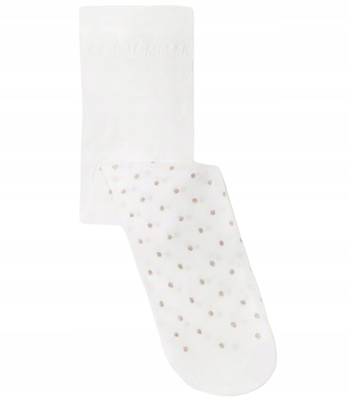 Rajstopy białe w złote groszki Mayoral