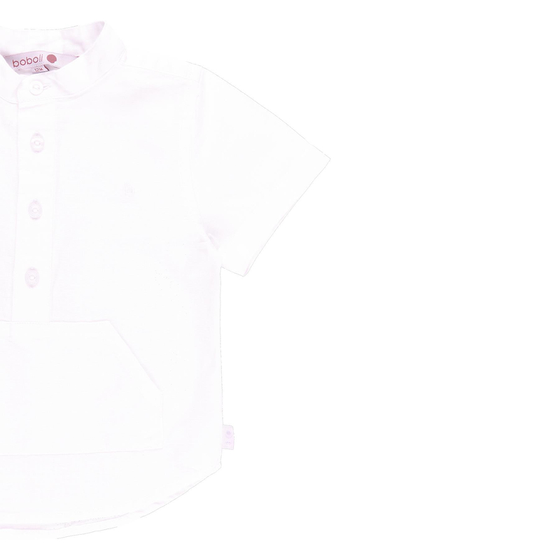 Koszula Boboli lniana z krótkim rękawem dla chłopca kolor biały