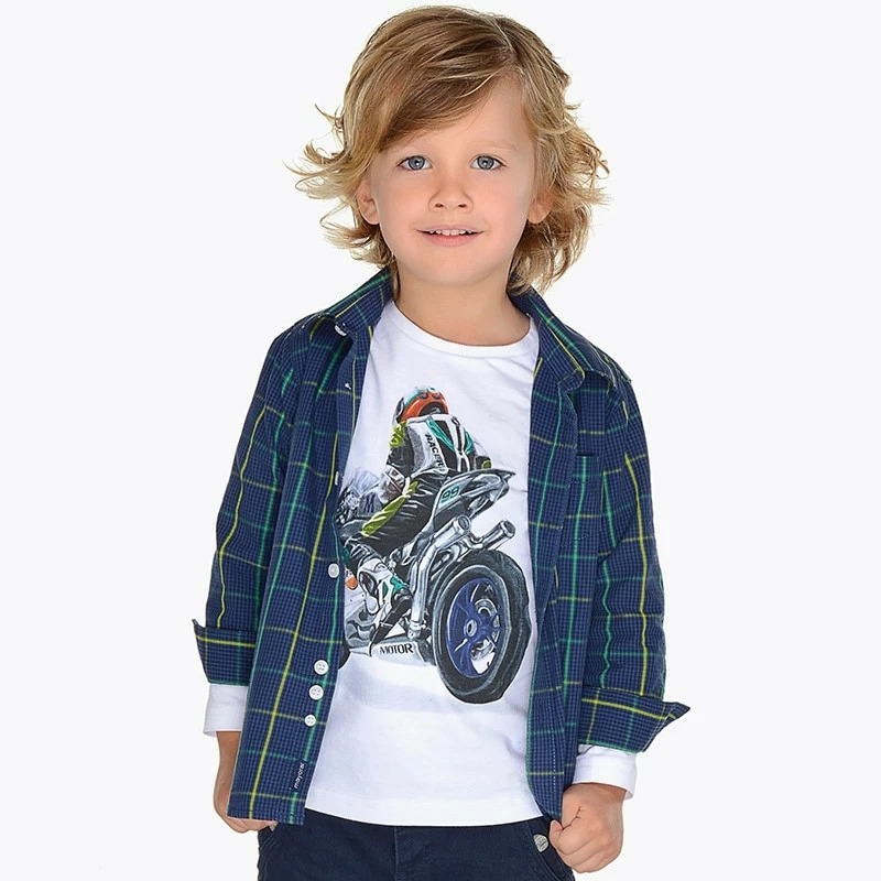 Koszula dla chłopca w kratę kolor granatowy Mayoral