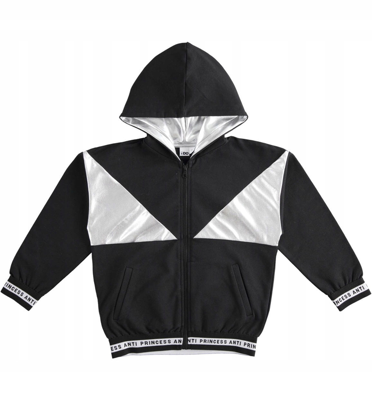 Bluza rozpinana dla dziewczynki z kapturem kolor czarny iDO