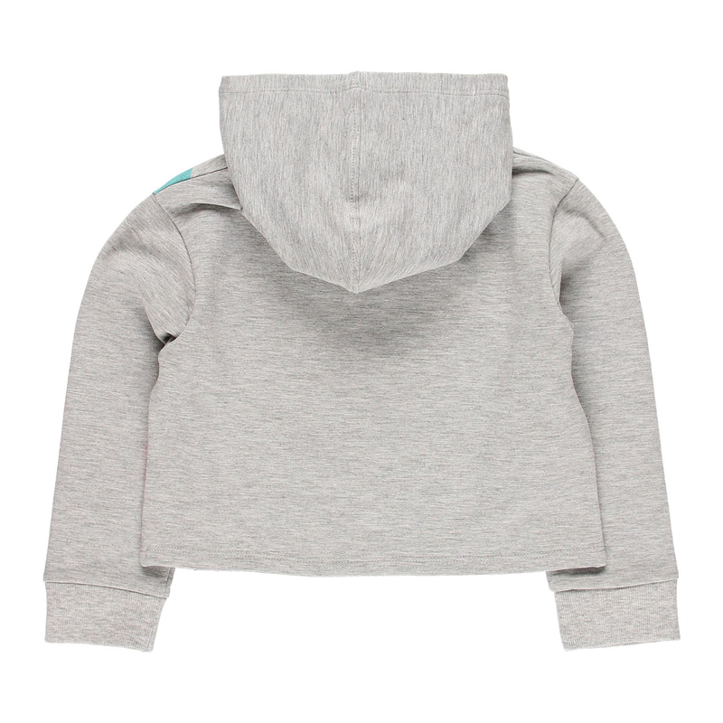 Bluza crop z kapturem dla dziewczynki kolor jasny szary melanż