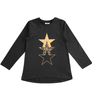 Bluzka z długim rękawem dla dziewczynki czarna gwiazdy iDO