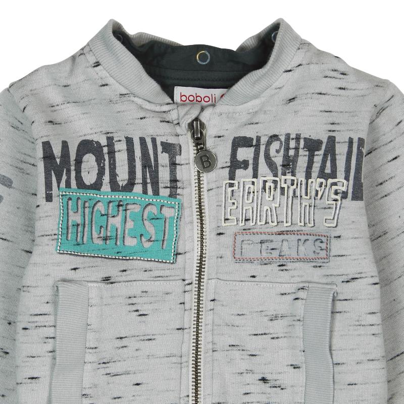 Bluza rozpinana z odpinanym kapturem statki kolor szary Boboli dla chłopca