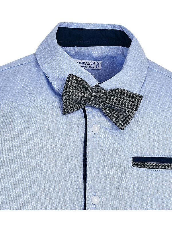 Koszula niebieska z muszką z długim rękawem Mayoral dla chłopca