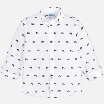 Koszula dla chłopca w motory kolor biały Mayoral