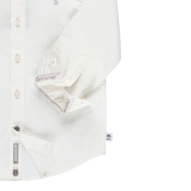 Klasyczna biała koszula z kołnierzykiem w prążek Boboli dla chłopca