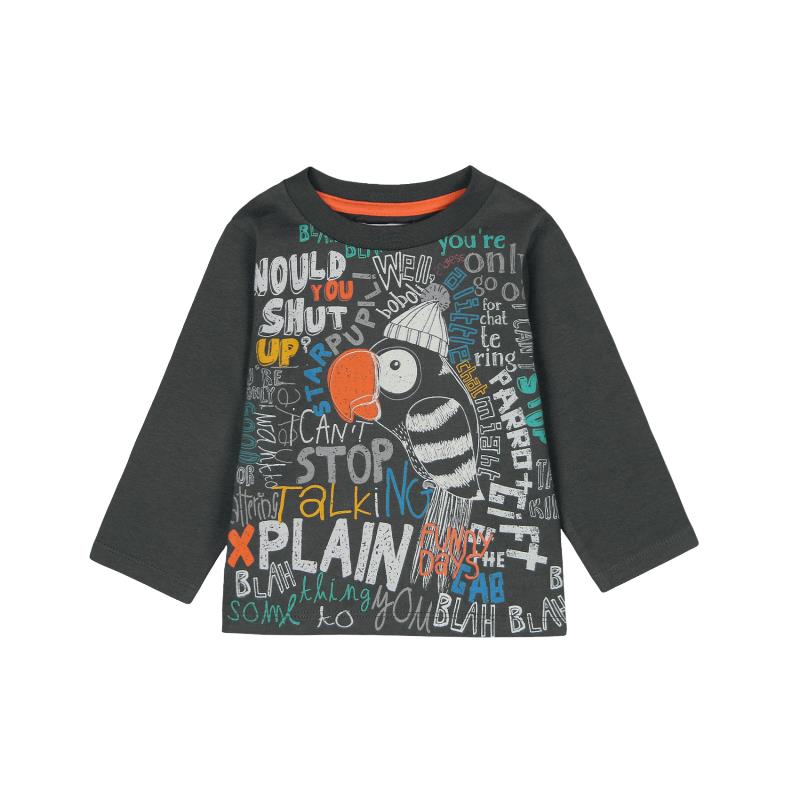 Bluzka z długim rękawem dla chłopca kolor brązowy Boboli - świeci w ciemności