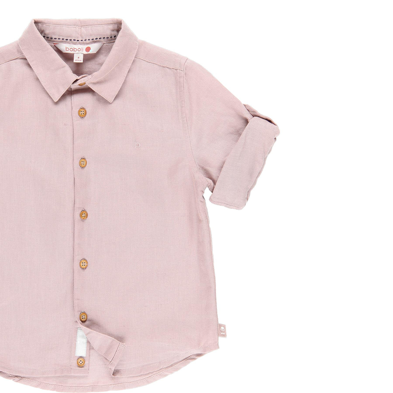 Koszula lniana z długim rękawem dla chłopca Boboli nude