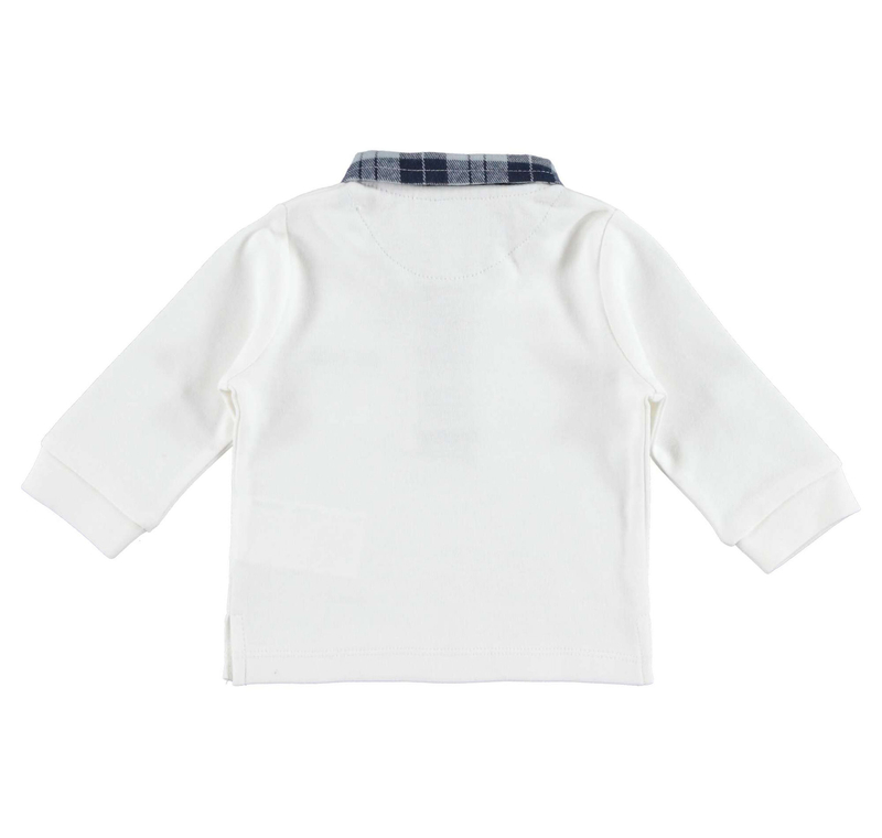 Bluzka polo niemowlęca z długim rękawem dla chłopca Śmietankowy iDO