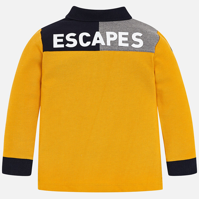 Koszulka polo długi rękaw kontrasty kolor żółty dla chłopca Mayoral