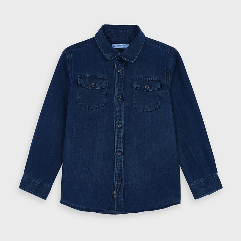 Koszula z długim rękawem dla chłopca kolor granatowy