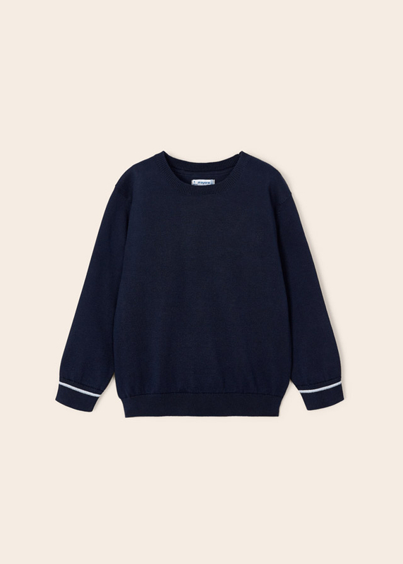Sweter basic z lamówką kolor Granatowy Mayoral dla chłopca
