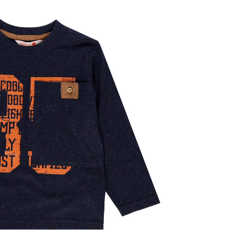 Bluzka z długim rękawem dla chłopca kolor granatowy nakrapiany Boboli