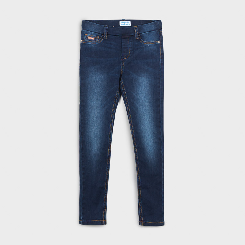 Długie spodnie jegginsy basic kolor ciemny jeans Mayoral dla dziewczynki