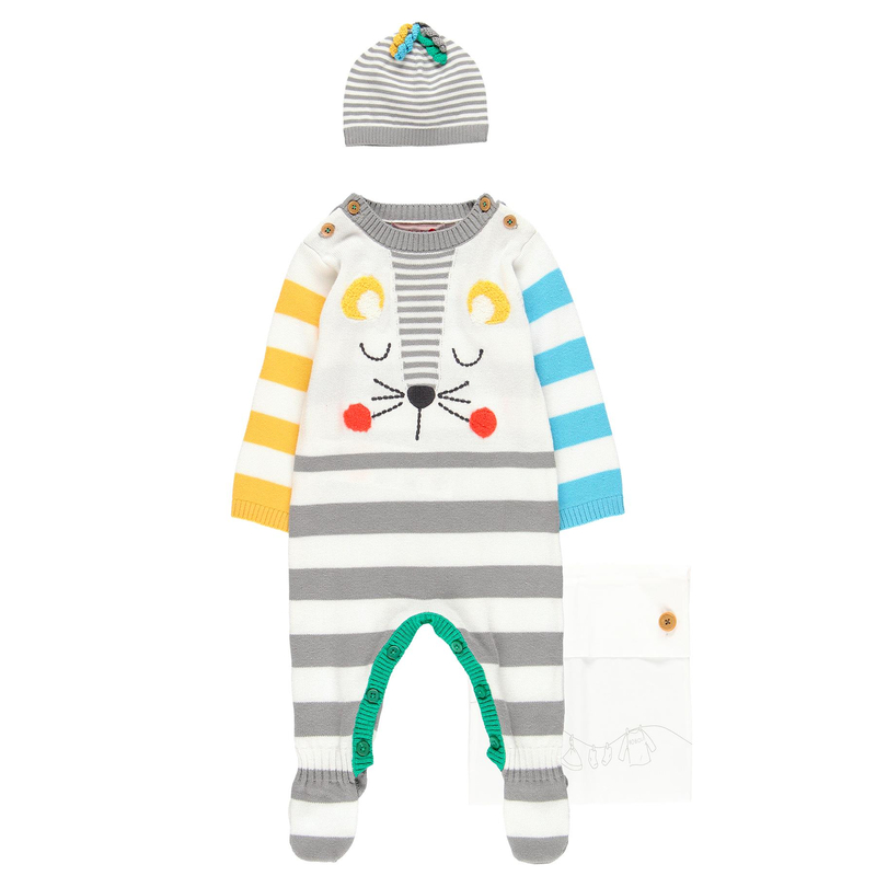 Zestaw niemowlęcy pajacyk i czapeczka retro Boboli