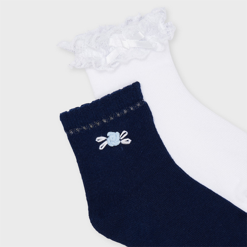 Komplet 2 par skarpet falbanka Granatowy Mayoral