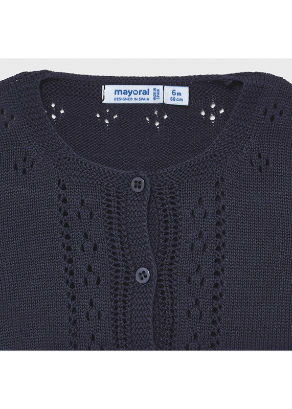 Sweterek bolerko do sukienki ażurowy kolor granatowy Mayoral dla dziewczynki