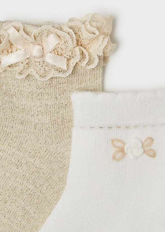 Skarpetki niemowlęce eleganckie białe/ złote Mayoral dla dziewczynki
