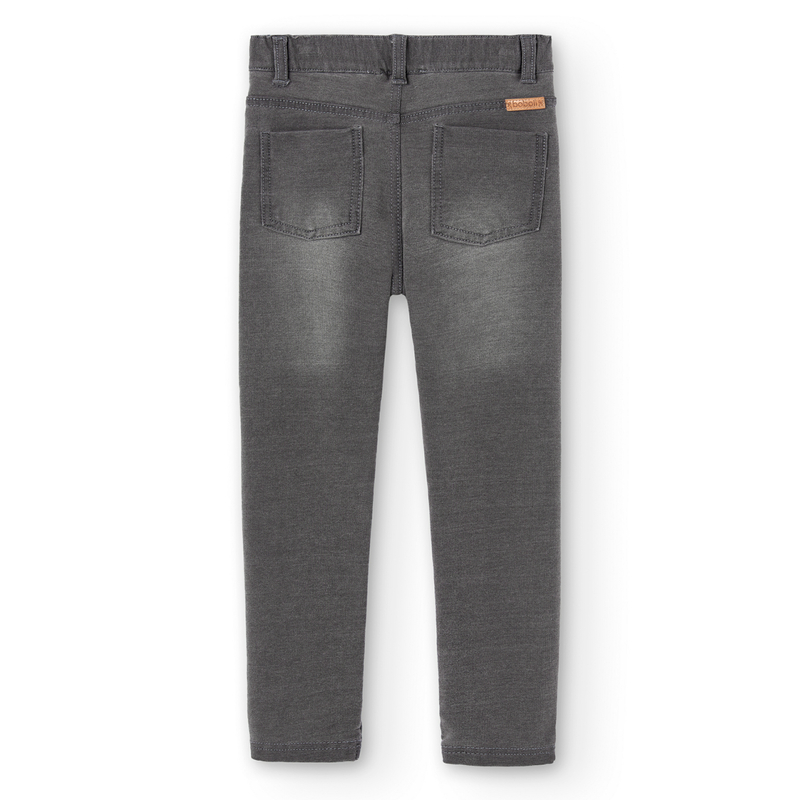 Spodnie jegginsy dzianinowe denim dla dziewczynki kolor szary Boboli