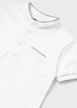 Koszulka polo z krótkim rękawem stójka dla chłopca Mayoral biała