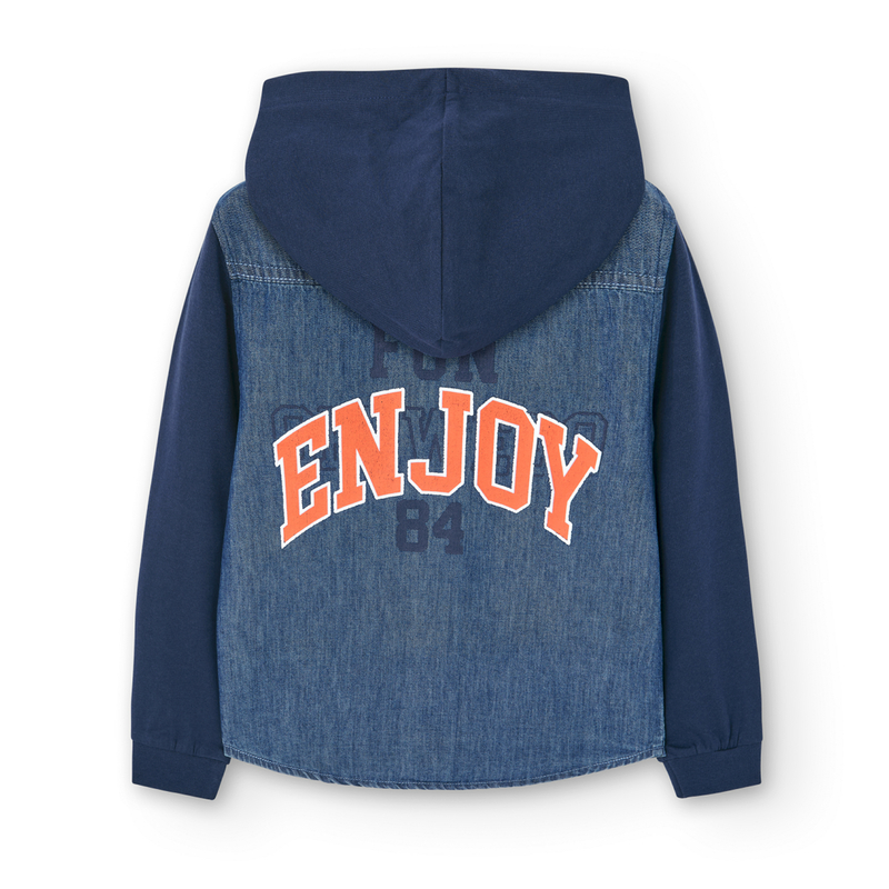 Koszula denim z długim rękawem dla chłopca kolor niebieski Boboli