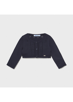 Sweterek bolerko do sukienki ażurowy kolor granatowy Mayoral dla dziewczynki