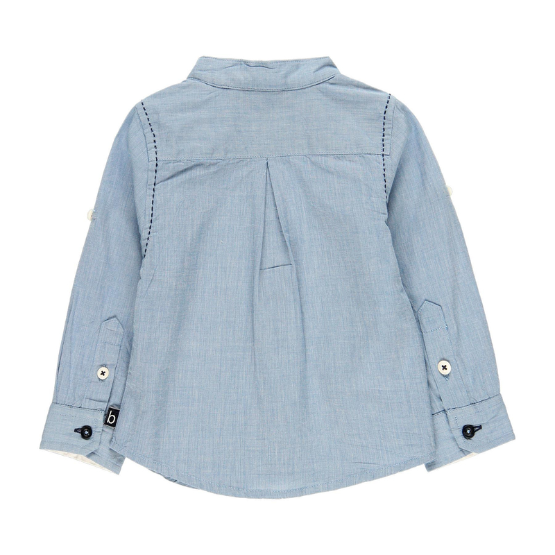 Koszula Boboli ze stójką z długim rękawem dla chłopca niebieska