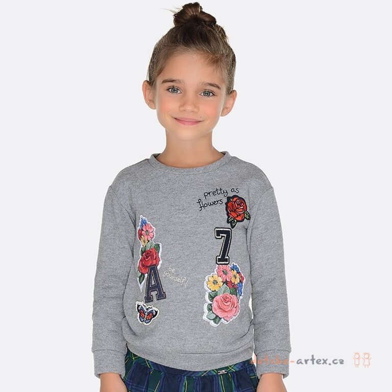 Bluza dla dziewczynki z naszywkami Mayoral