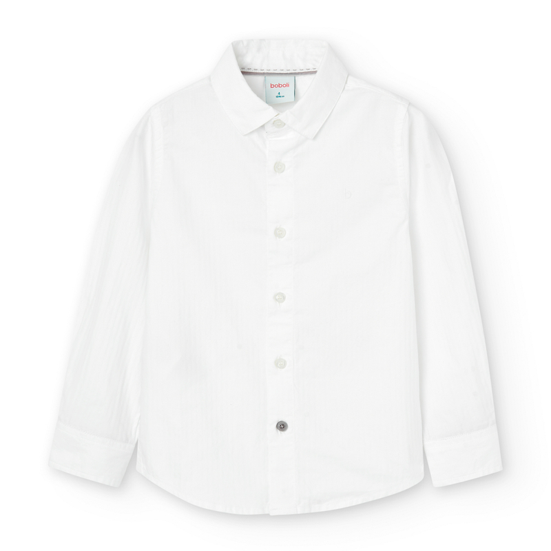 Klasyczna biała koszula z kołnierzykiem w prążek Boboli dla chłopca